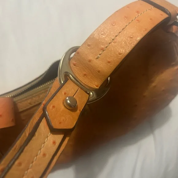 Dooney & Bourke Tan Ostrich-Embossed Shoulder Bag - Picture 15 of 15